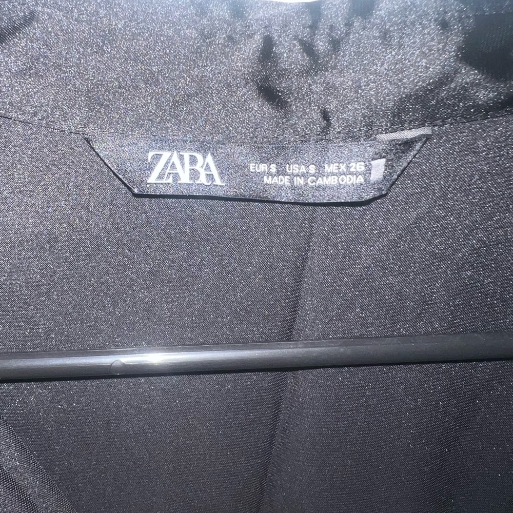 ZARA Black Satin Button-Up Shirt Long Sleeve Small - Picture 6 of 6